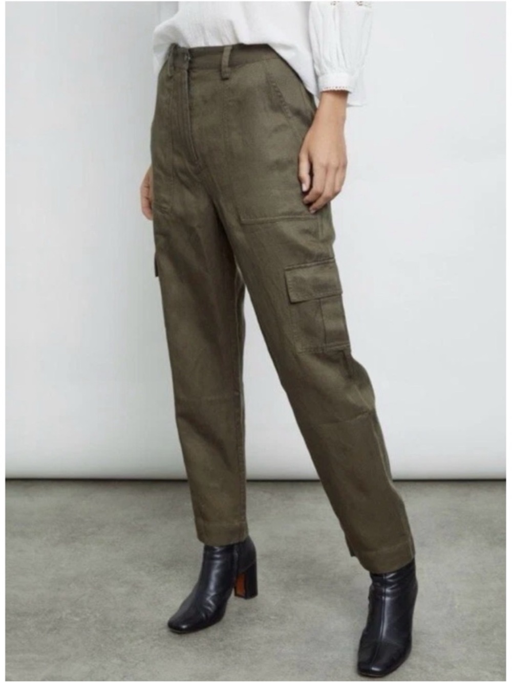 Rails Olive Green Linen Blend Straight Leg Cargo Pocket Pants Size Small